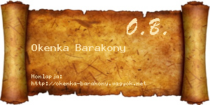 Okenka Barakony névjegykártya